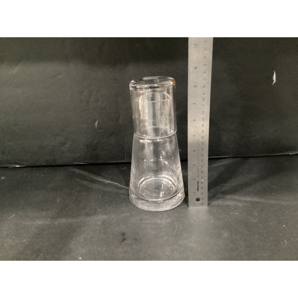 Carafe Clear Glass Tumble Up Bedside Water Set with Cup Embossed Beading